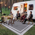 Reversible Outdoor Patio Rug - 4'x 6' White/Gray