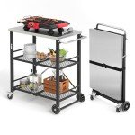 Foldable Outdoor Grill Cart with Pizza Oven Stand