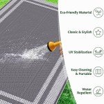Reversible Outdoor Patio Rug - 4'x 6' White/Gray