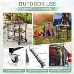 Foldable Outdoor Grill Cart with Pizza Oven Stand