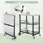 Foldable Outdoor Grill Cart with Pizza Oven Stand