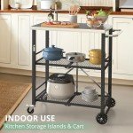 Foldable Outdoor Grill Cart with Pizza Oven Stand