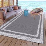 Reversible Outdoor Patio Rug - 4'x 6' White/Gray