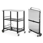 Foldable Outdoor Grill Cart with Pizza Oven Stand