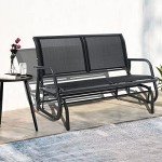 KROFEM Outdoor Glider Bench with High Backrest