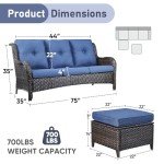 3-Seater Rattan Wicker Sofa with Ottoman