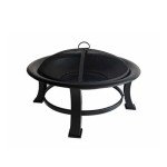 30" Black Outdoor Fire Pit with Screen & Cover