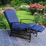 MFSTUDIO Adjustable Outdoor Recliner Chair, Navy Blue