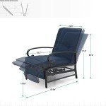 MFSTUDIO Adjustable Outdoor Recliner Chair, Navy Blue