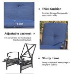 MFSTUDIO Adjustable Outdoor Recliner Chair, Navy Blue