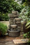 28-Inch Tiered Stone Waterfall Fountain for Outdoors