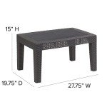 Dark Gray Faux Rattan Coffee Table by Flash Furniture