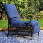 MFSTUDIO Adjustable Outdoor Recliner Chair, Navy Blue