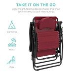 Oversized Zero Gravity Patio Lounge Chair - Burgundy