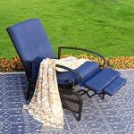 MFSTUDIO Adjustable Outdoor Recliner Chair, Navy Blue
