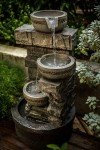 28-Inch Tiered Stone Waterfall Fountain for Outdoors