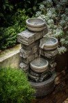 28-Inch Tiered Stone Waterfall Fountain for Outdoors