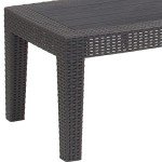 Dark Gray Faux Rattan Coffee Table by Flash Furniture