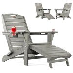 Ciokea Folding Adirondack Chair with Ottoman - Grey