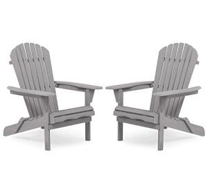 Set of 2 Wooden Folding Adirondack Chairs
