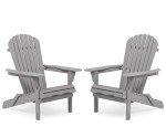 Set of 2 Wooden Folding Adirondack Chairs
