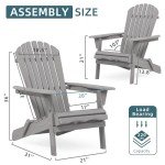 Set of 2 Wooden Folding Adirondack Chairs