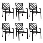 Set of 6 Black Metal Patio Dining Chairs