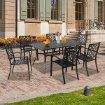 Set of 6 Black Metal Patio Dining Chairs