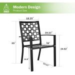 Set of 6 Black Metal Patio Dining Chairs