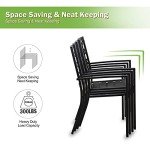 Set of 6 Black Metal Patio Dining Chairs