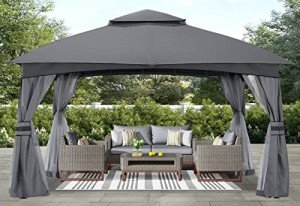 Dark Gray 10x12 Outdoor Gazebo with Netting