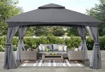 Dark Gray 10x12 Outdoor Gazebo with Netting