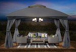 Dark Gray 10x12 Outdoor Gazebo with Netting