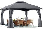 Dark Gray 10x12 Outdoor Gazebo with Netting
