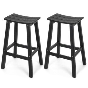 Set of 2 Black All-Weather Bar Stools