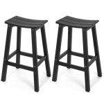 Set of 2 Black All-Weather Bar Stools
