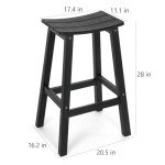 Set of 2 Black All-Weather Bar Stools