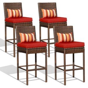 Sundale 4-Piece Wicker Bar Stool Set