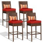 Sundale 4-Piece Wicker Bar Stool Set