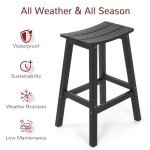 Set of 2 Black All-Weather Bar Stools