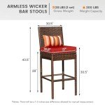 Sundale 4-Piece Wicker Bar Stool Set