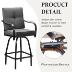 Gray Outdoor Swivel Bar Stools with Cushions – Set of 2
