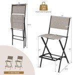 2-Piece Folding Patio Bar Chair Set
