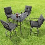 Gray Outdoor Swivel Bar Stools with Cushions – Set of 2