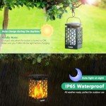 Upgraded Solar Lanterns with Flickering Flames - 2 Pack