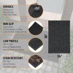 Set of 4 Black Rubber Doormats - 24" x 36