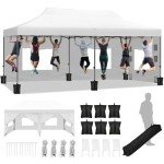 DWVO White Pop-Up Canopy Tent with Accessories