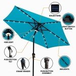 Aqua Blue Solar LED Patio Umbrella, 7.5 ft