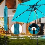 Aqua Blue Solar LED Patio Umbrella, 7.5 ft
