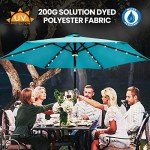 Aqua Blue Solar LED Patio Umbrella, 7.5 ft